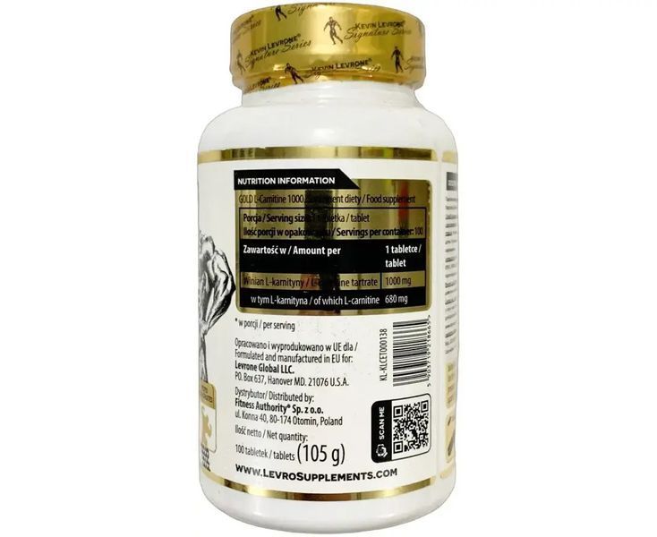 Kevin Levrone Gold L-Carnitine Tartrate 1000 mg 100 tabs 2026-1703-001-02 фото